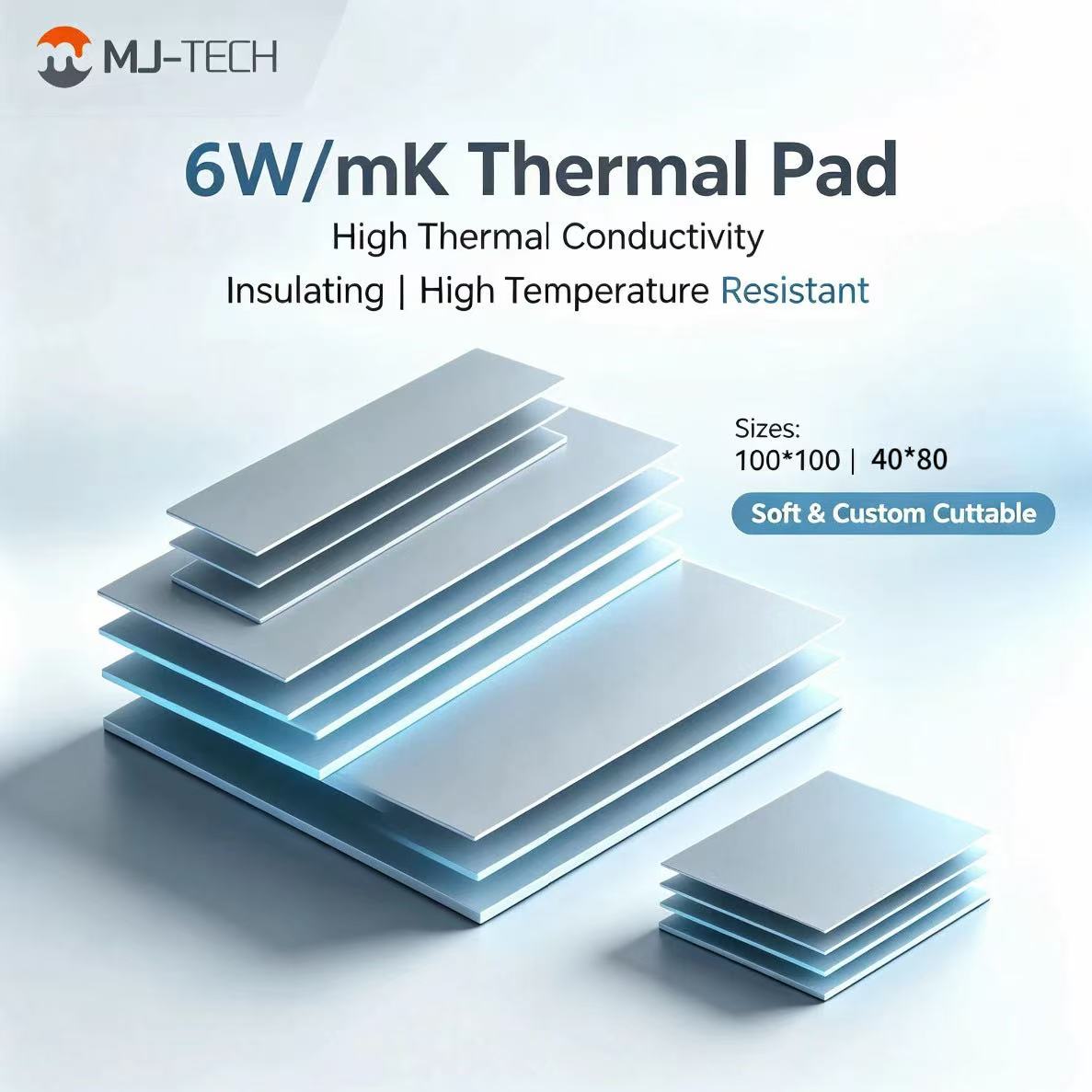 Laptop Cooling Pad - Almohadilla Térmica MJ-TECH 6W/mK, Silicona No