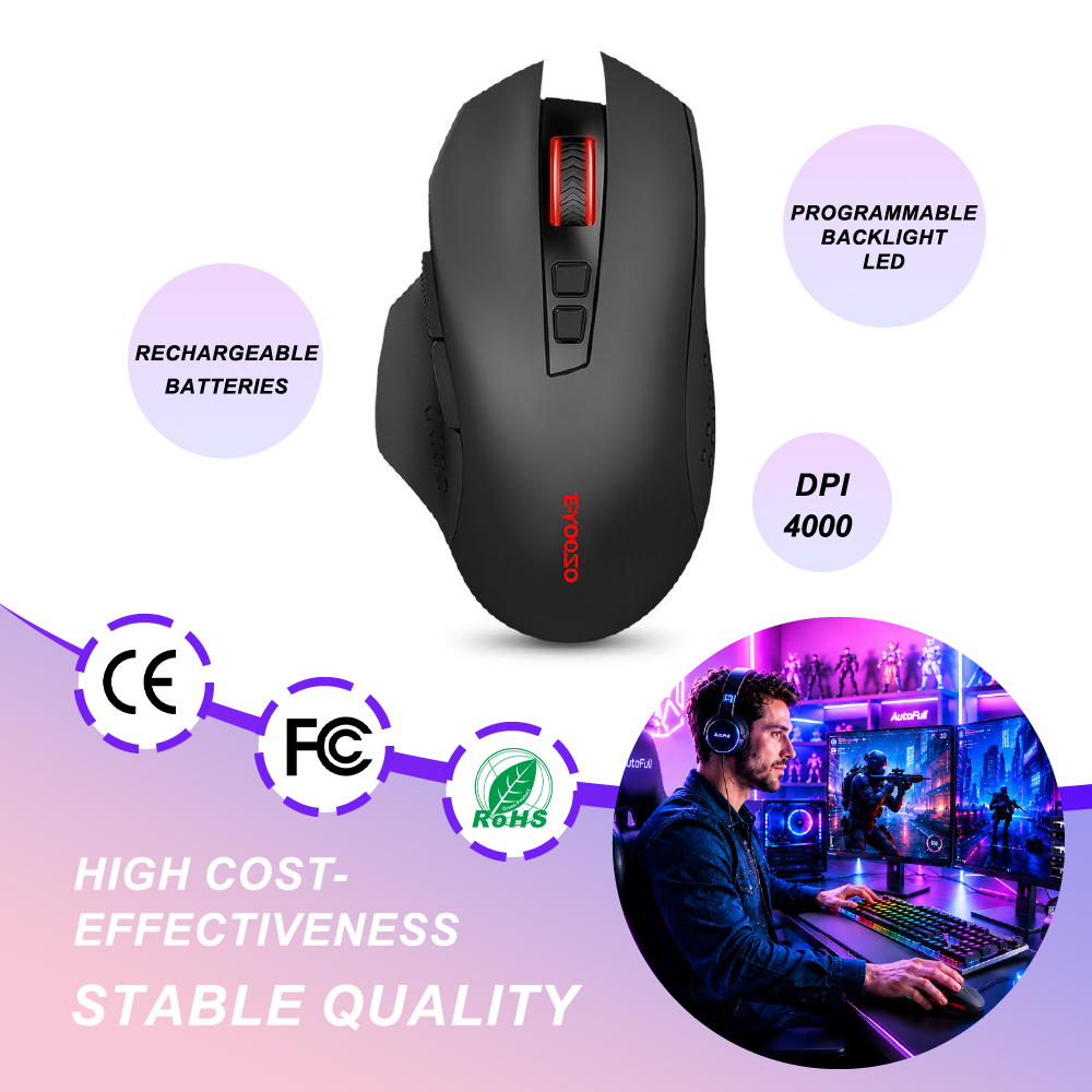 Wireless Gaming Mouse - Ratón Inalámbrico para Juegos, Mini, Silencioso,